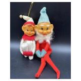 Pair of vintage Elf on the shelf ornaments