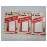 Three pks of Avery red border binder labels