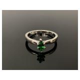 Sterling silver & green marquise stone ring