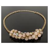 Pink iridescent rose gold costume necklace