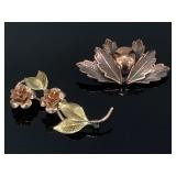 Pair of vintage copper brooches