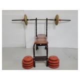 Weight bench w/ bar and concrete weights