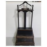 Vintage black wood butlers stand, repaired