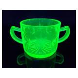 Vintage Vaseline Uranium glass sugar bowl