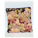 Embroidered floral throw pillow