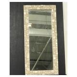 Wooden mirror frame with inlaid ceramic tile