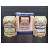 Two Budweiser beer steins - 1990 & 1995