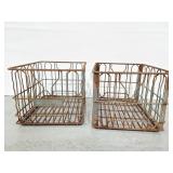 Two vintage metal crates