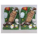 Pair of resin golfing book ends
