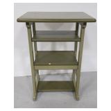 Green painted wood end table with shelves