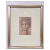 Vintage woman sketch print framed