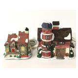 Painted porcelain Christmas village buildings