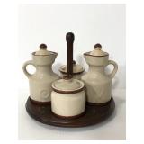 Lazy Susan, oil, vinegar, salt and pepper set