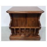 Wood end table magazine rack w/ storage