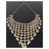 Vintage silver tone fishnet chain necklace
