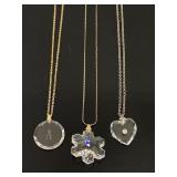 Vintage signed crystal pendant necklace trio