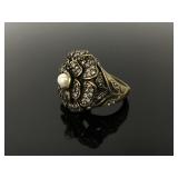 Heidi Daus signed bronzed crystal cocktail ring