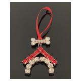 Rhinestone dog house pendant ornament