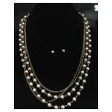 Pearl necklace and earring set