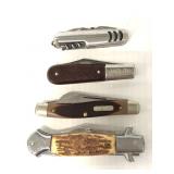 Four vintage pocket knives