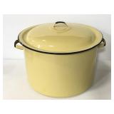 Vintage enameled yellow pot