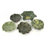 Collection of signed pottery lilypad plates & bowl