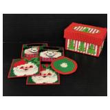 Vintage needlepoint Christmas box & coasters