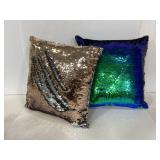 Pair of color changing sequins throw pillows
