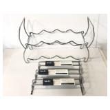 Chrome wire wine bottle rack and glass holders