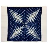 Small blue hand-dyed fabric tapestry