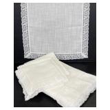 Vintage set of white lace table linens