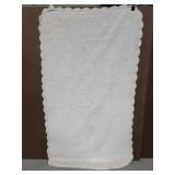 Vintage white cotton crochet trim rug
