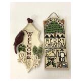 Two ceramic small Christmas signs