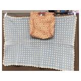 Vintage homemade baby blanket and tote