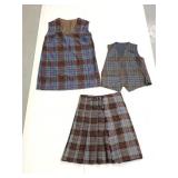 Vintage plaid skirt, dress, and vest
