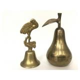Brass pear and flamingo bells