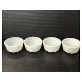 Four milk glass soufflé bowls