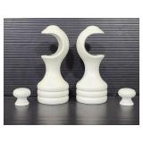 Pair of white curtain rod ends