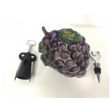 Grape bowl, bottle opener & bottle stopper