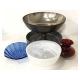 Assorted lot of glass, ceramic, and metal pieces