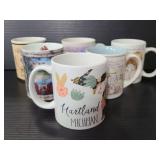 Six ceramic mugs