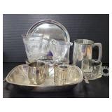 Assorted metal and glass dishes