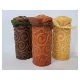 New old stock carved swirl pillar candles
