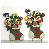 Vintage handcrafted stocking wood cut outs