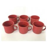 Lot of 6 red speckled enamel mugs