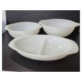 Vintage Pyrex white milk glass trio
