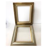 Two gold/ silver painted wooden picture frames
