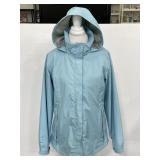 Eddie Bauer baby blue soft shell hooded jacket
