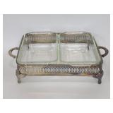 Vintage silver plate double warmer rectangle tray