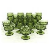 Vintage Kings Crown avocado green glass stemware